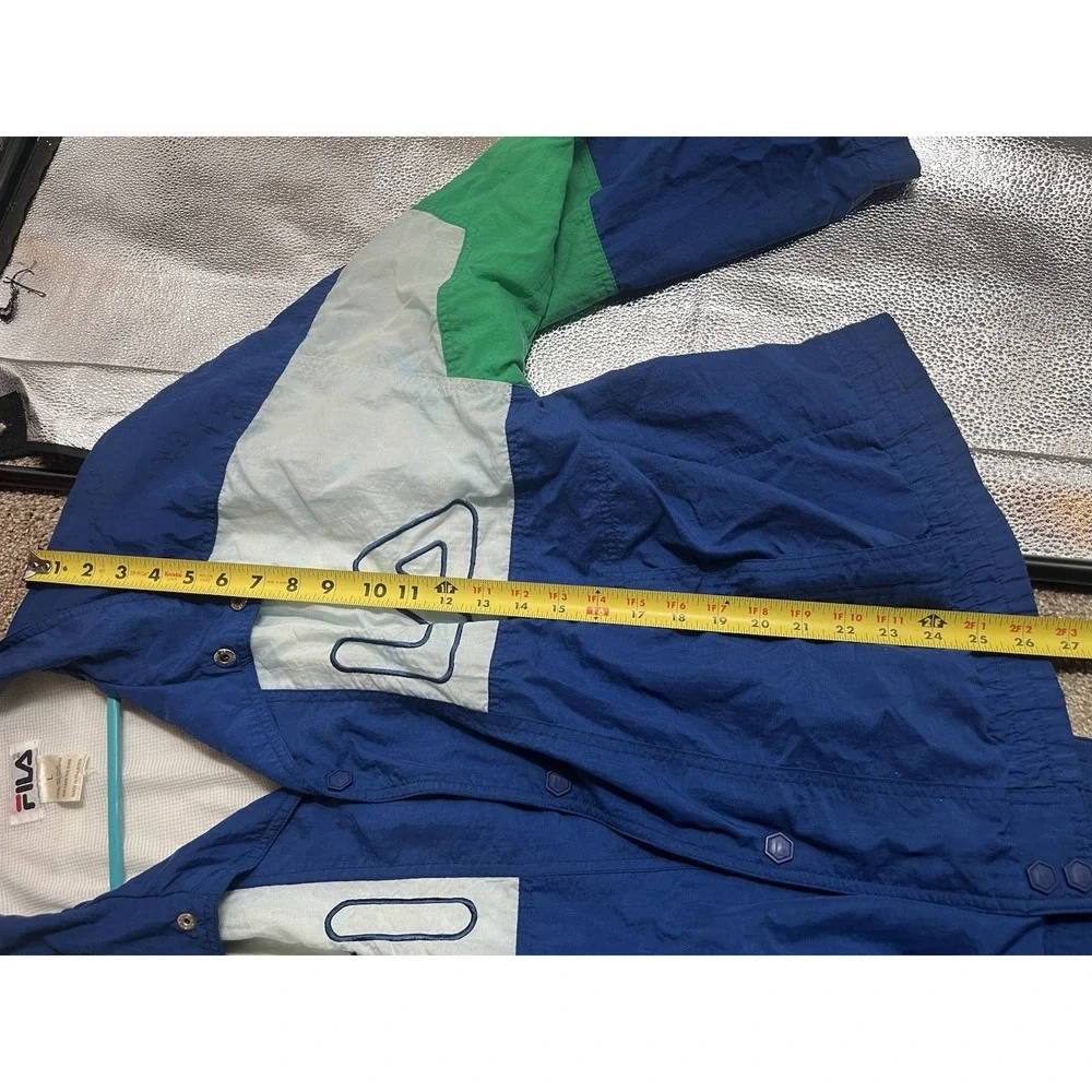 vintage FILA windbreaker Track jacket blue, white, green colorblock Large L Y2K